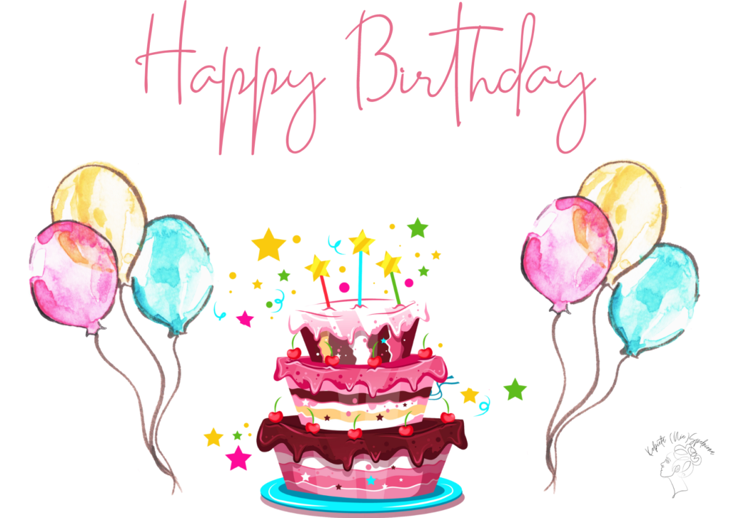 Grafika urodzinowa z tortem